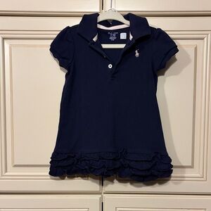 Ralph Lauren Navy Polo with Ruffle Hem
